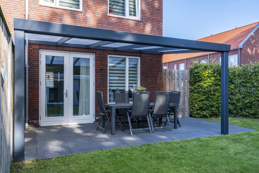 Giallo Überdachung – Glasdach in Patio-Nische, anthrazit
